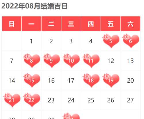 8月份黃道吉日