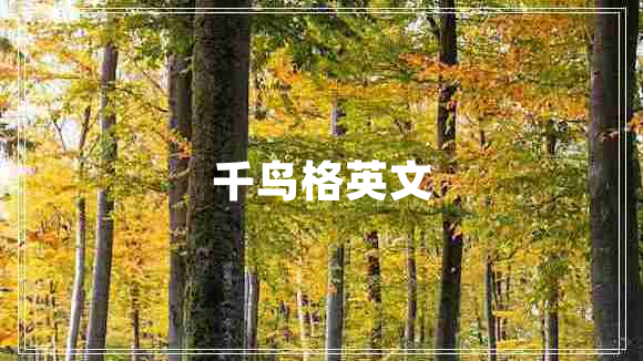 千鳥(niǎo)格英文