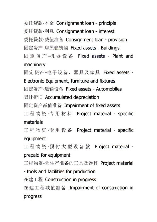 最新版,對照,中英文,會(huì )計科目