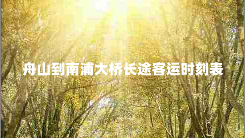 舟山到南浦大橋長(cháng)途客運時(shí)刻表