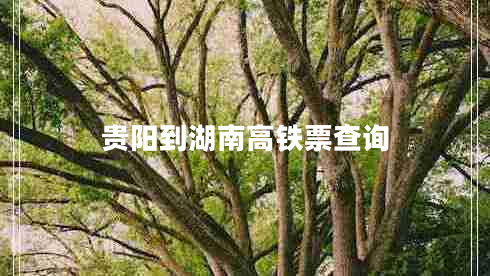 貴陽(yáng)到湖南高鐵票查詢(xún)