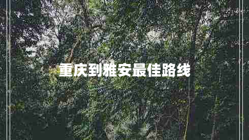 重慶到雅安最佳路線(xiàn)