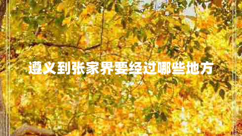 遵義到張家界要經(jīng)過(guò)哪些地方