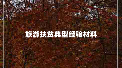 旅游扶貧典型經(jīng)驗材料