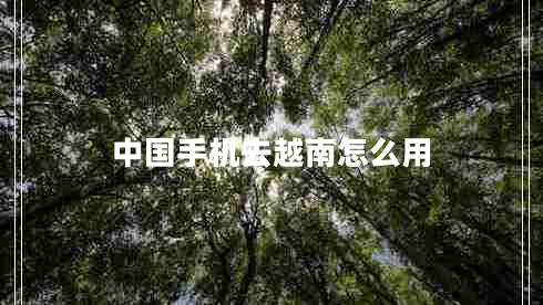 中國手機去越南怎么用
