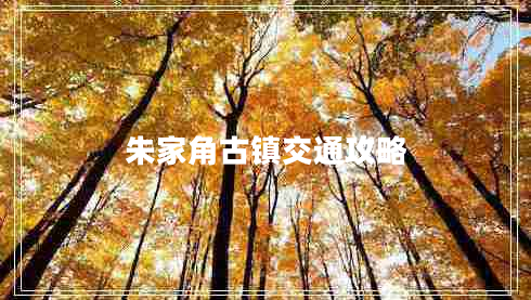朱家角古鎮交通攻略