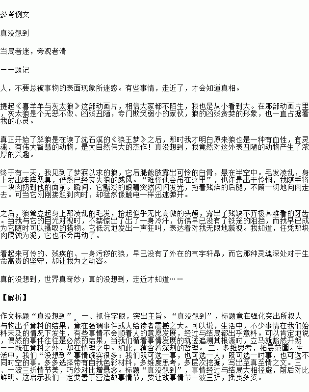 有關(guān)真沒想到的作文開頭