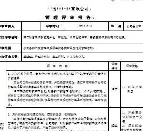 企業(yè)管理評審計劃報告(管理評審報告)
