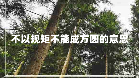 不以規(guī)矩不能成方圓的意思
