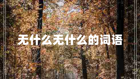 無(wú)什么無(wú)什么的詞語(yǔ)