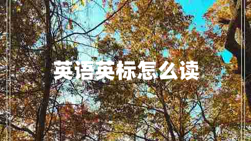 英語(yǔ)英標怎么讀