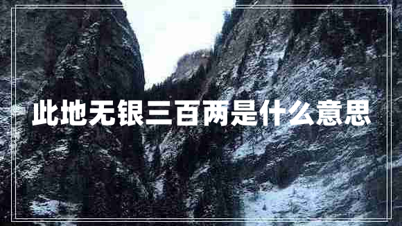此地無(wú)銀三百兩是什么意思