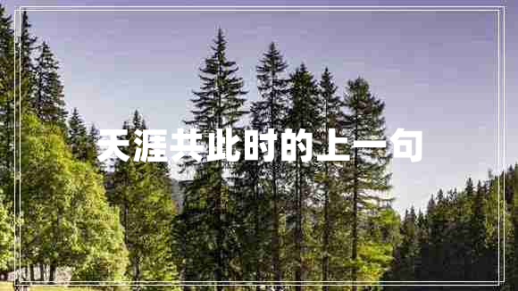 天涯共此時(shí)的上一句