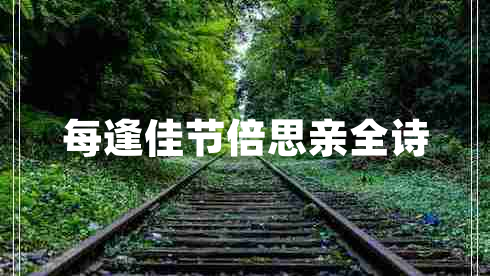 每逢佳節倍思親全詩(shī)