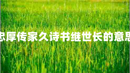 忠厚傳家久詩(shī)書(shū)繼世長(cháng)的意思
