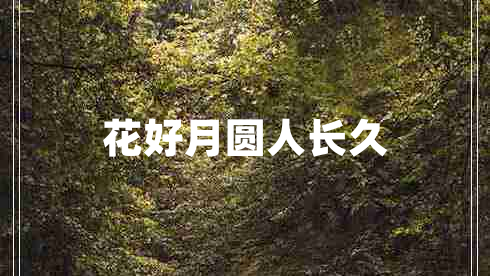 花好月圓人長(cháng)久