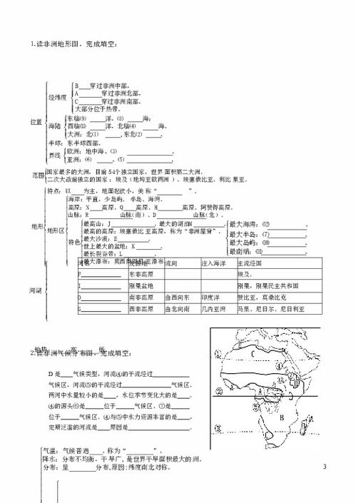 七地理下冊(cè)基礎(chǔ)知識(shí)填空題
